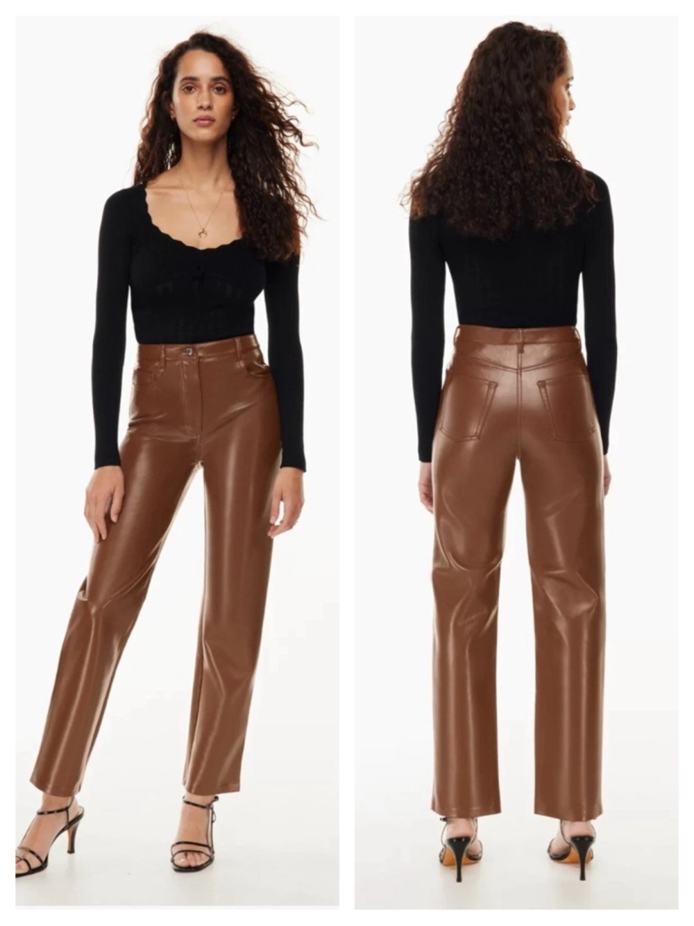 Aritzia Wilfred Melina Faux Leather Pants Size 4 Brown